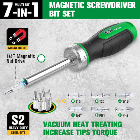 SK Tools SK02017 216P 7-in-1 Ratcheting Screwdriver