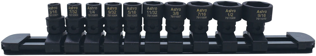 Astro Pneumatic 78110 10-Piece 1/4" Drive Low Profile Nano Impact Sockets - Tool Leaks