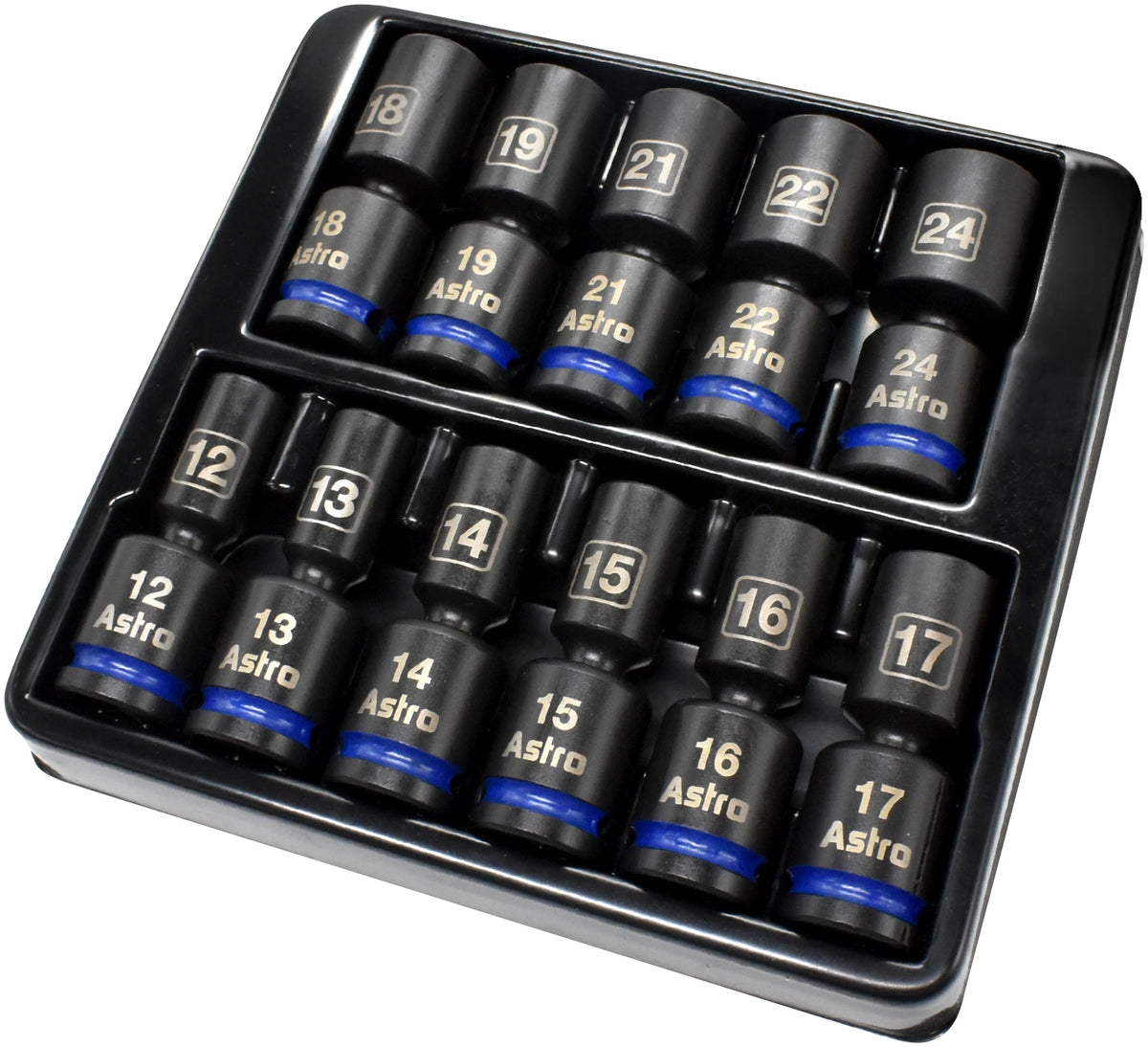 Astro Pneumatic 78244M 11-Piece 1/2" Drive Mid-Length Pinless Universal Impact Socket Set