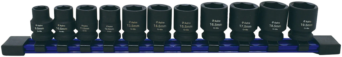 Astro Pneumatic 78311 11-Piece 3/8" Drive 9.5-19.5mm Half-Size Socket Set