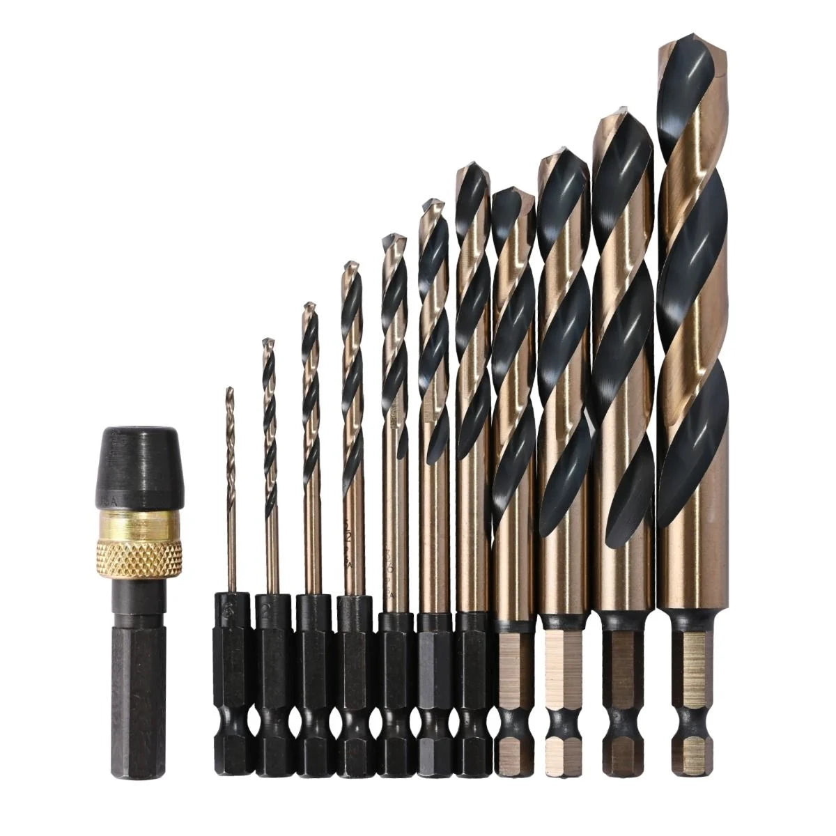 KnKut 12KKQRD 12-Piece 1/4" Hex Shank Quick Release Drill Bit Set