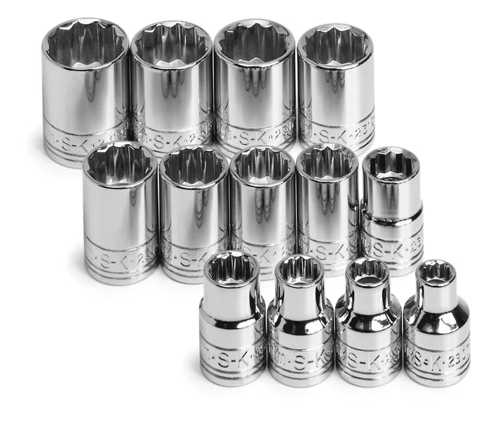 SK Tools 89023 13-Piece 3/8" Drive Standard 12 Point Metric Socket Set