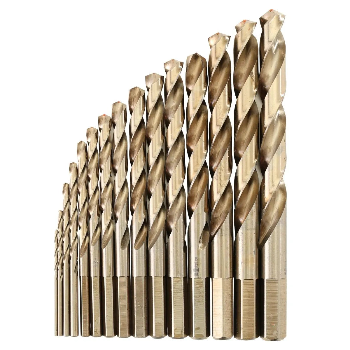 KnKut 15KK35 15-Piece Heavy-Duty Hex Shank M35 Cobalt Jobber Length Drill Bit Set 1/16"-1/2" by 32nds