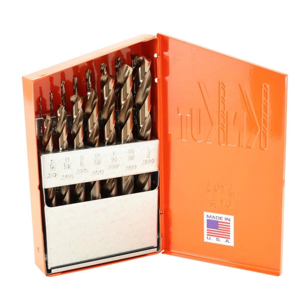 KnKut 15KK35 15-Piece Heavy-Duty Hex Shank M35 Cobalt Jobber Length Drill Bit Set 1/16"-1/2" by 32nds