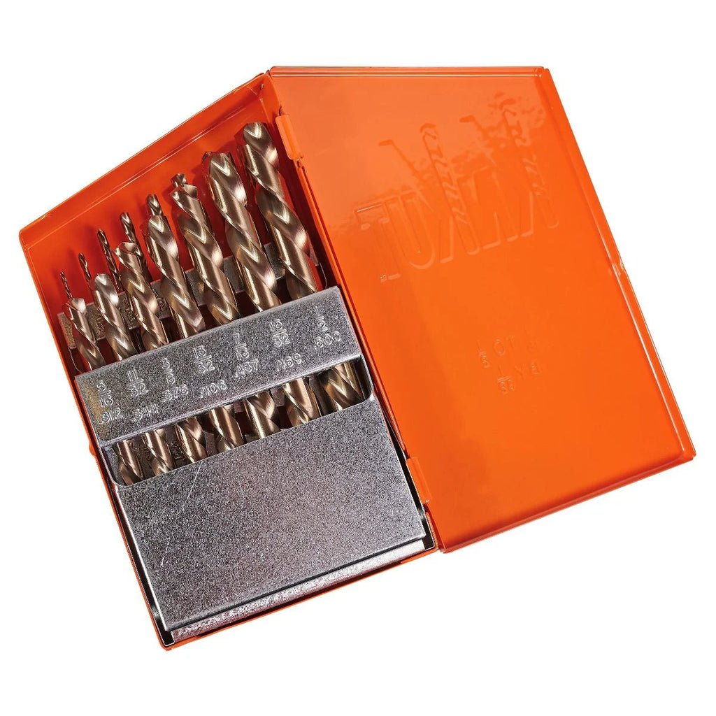 KnKut 15KK6 15-Piece Left Hand Jobber Length Drill Bit Set 1/16"-1/2" by 32nds - Tool Leaks