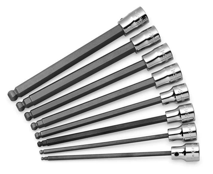 SK Tools 19748 8-Piece 3/8" Drive Long Ball Hex Bit Socket Set