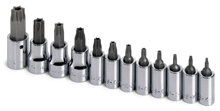 SK Tools 19768 12-Piece 1/4" & 3/8" Drive Tamper-Proof Torx Bit Socket Set