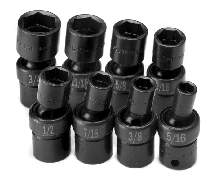 SK Tools 33300 8-Piece 3/8" Drive Swivel SAE Impact Socket Set