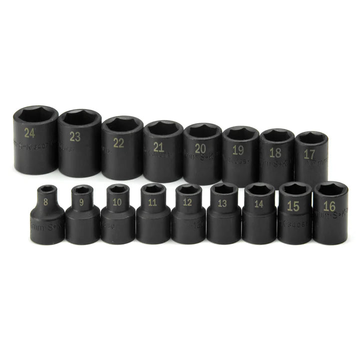SK Tools 4036 17-Piece 1/2" Drive Standard Metric Impact Socket Set