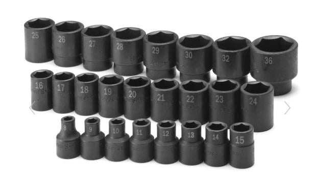 SK Tools 4037 25-Piece 1/2" Drive Standard Metric Impact Socket Set