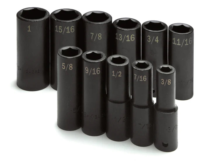 SK Tools 4041 11-Piece 1/2" Drive Deep SAE Impact Socket Set