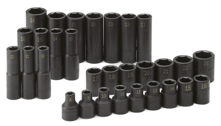 SK Tools 4053 30-Piece 1/2" Drive 6 Point Metric Impact Socket Set