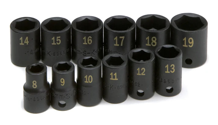 SK Tools 4062 12-Piece 3/8" Drive Standard Metric Impact Socket Set