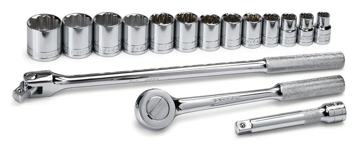 SK Tools 4116 16-Piece 1/2" Drive Standard 12 Point SAE Socket Set
