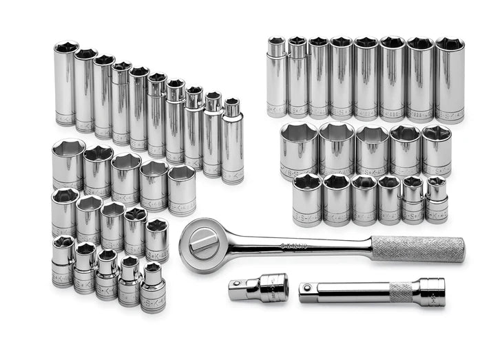 SK Tools 4147-6 47-Piece 1/2" Drive 6 Point SAE & Metric Chrome Socket Set