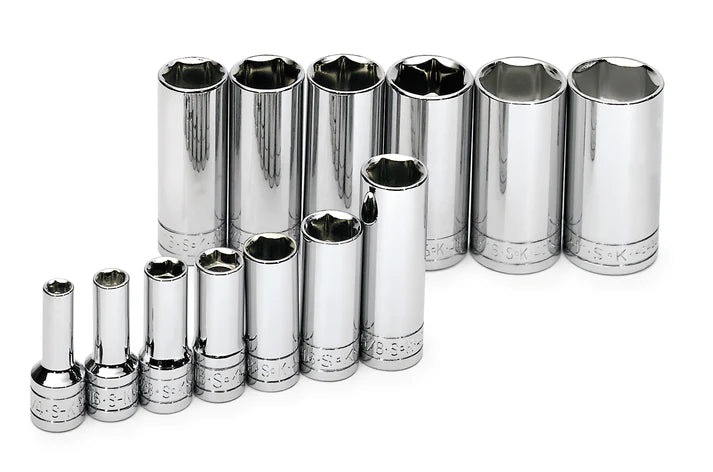 SK Tools 4413 13-Piece 3/8" Drive Deep 6 Point Chrome Socket Set
