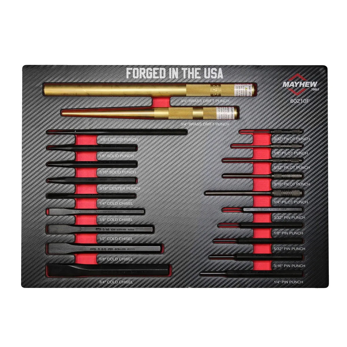 Mayhew 60210F 21-Piece Punch & Chisel Foam Set