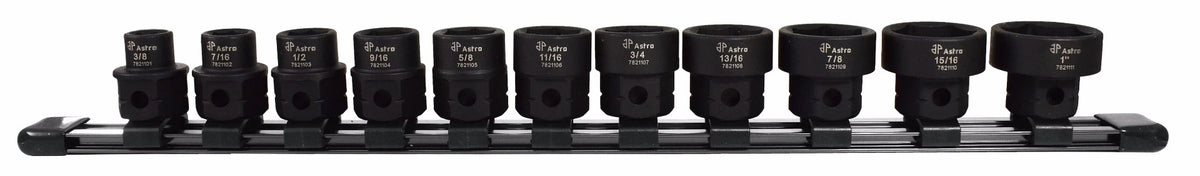 Astro Pneumatic 78211 11-Piece 1/2" Drive Low Profile Nano Impact Sockets
