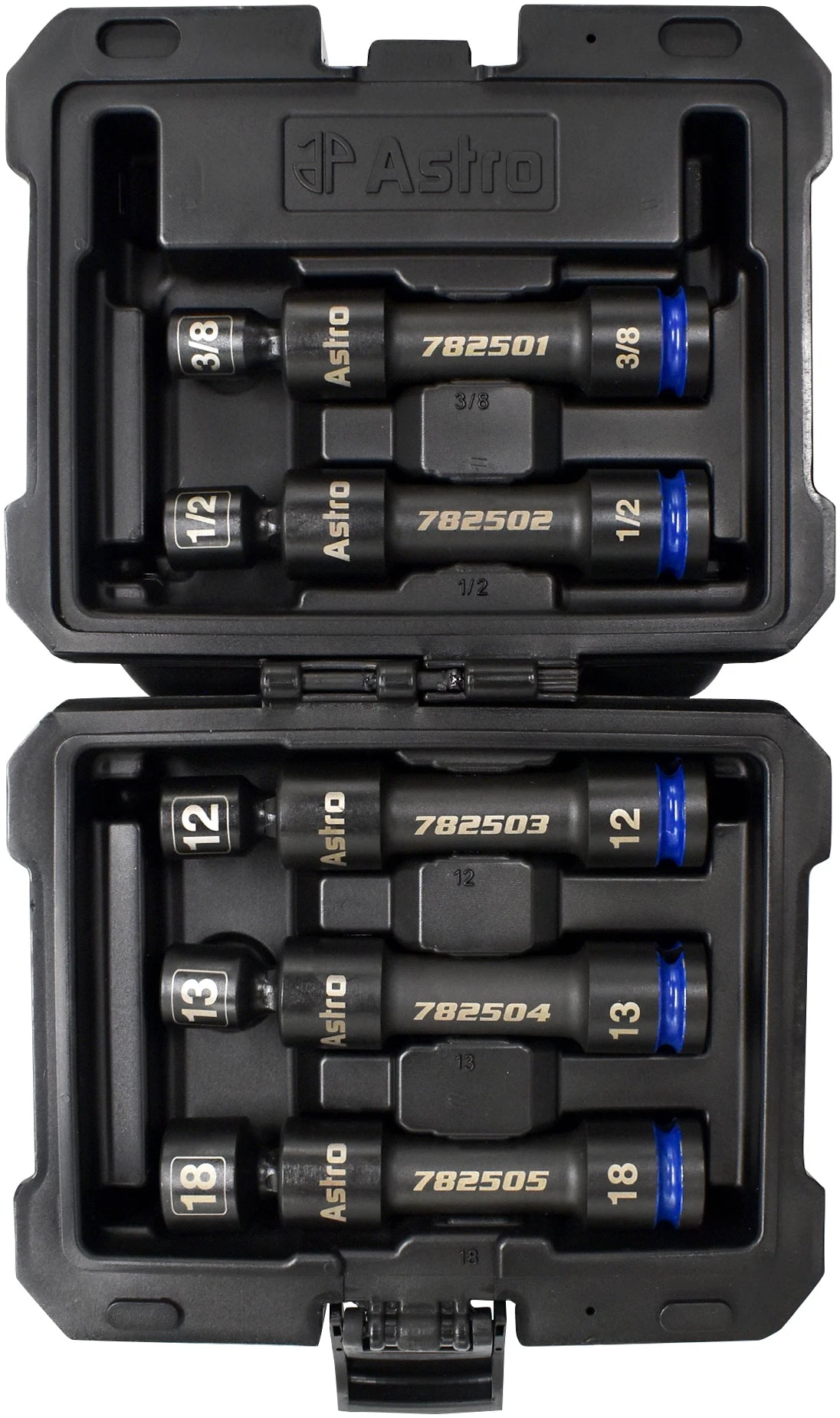 Astro Pneumatic 78250 1/2" Drive 12-Point Pinless Heavy-Duty Driveline Impact Socket Set