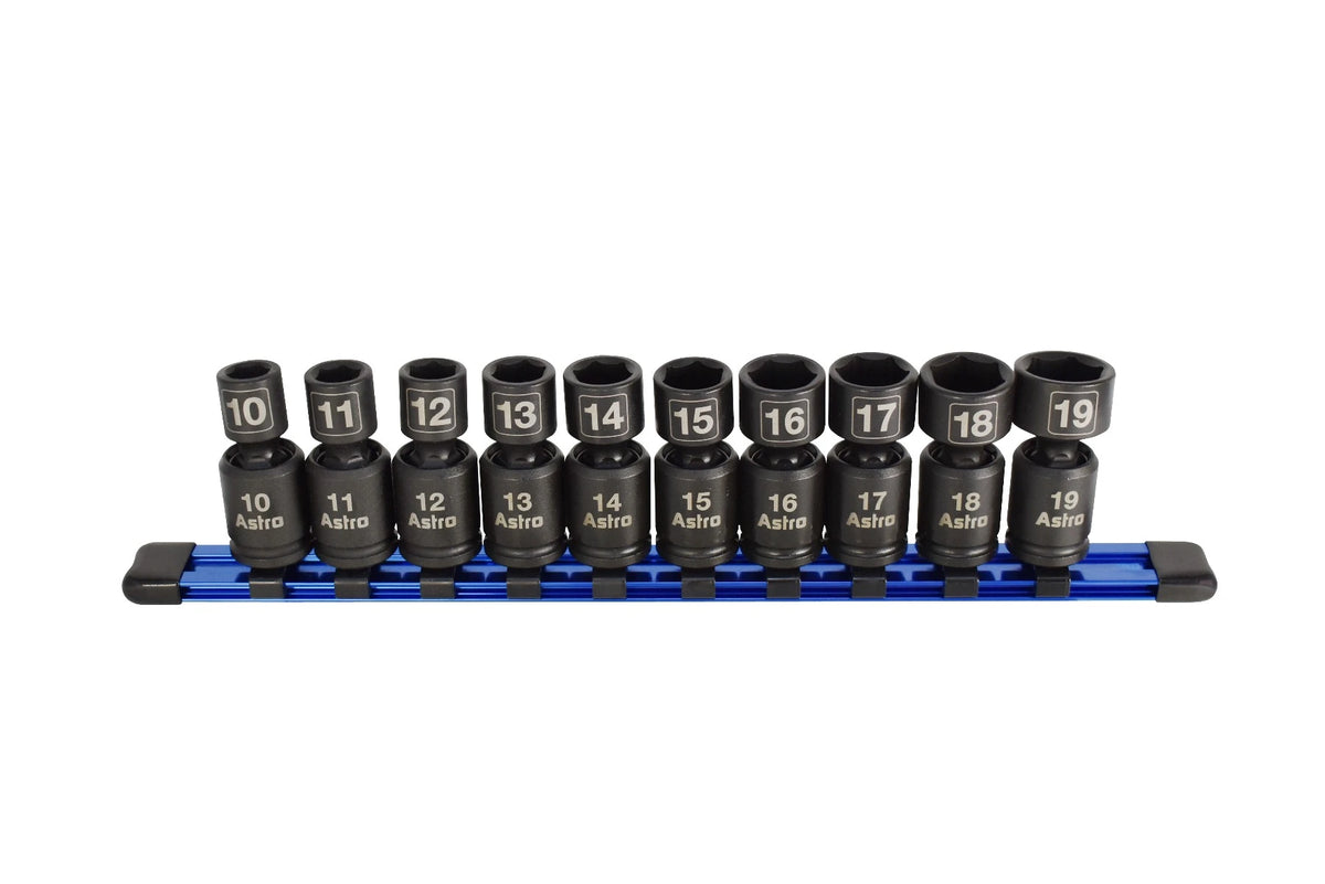 Astro Pneumatic 78344 10-Piece 3/8" Drive Nano Pinless Universal Impact Socket Set