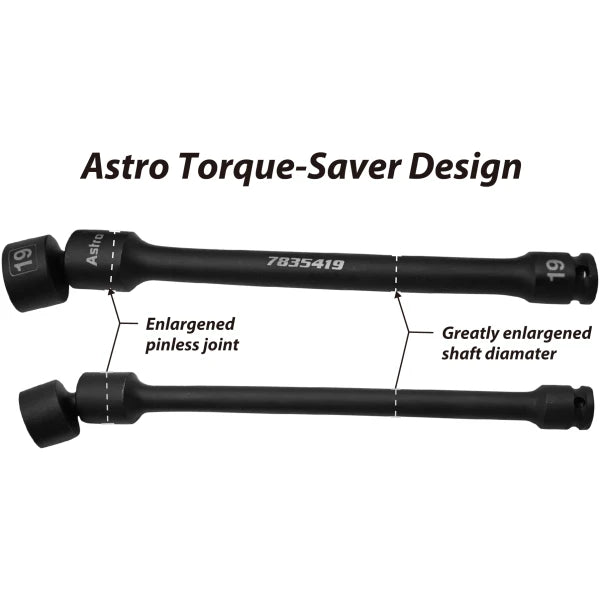 Astro Pneumatic 78354 10-Piece 3/8" Drive 6-Point Pinless Universal Torque-Saver Torque Limiting Extension
