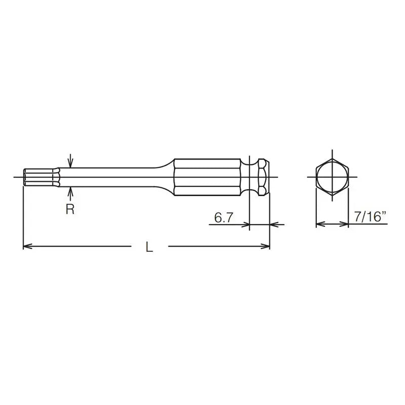 Ko-ken 183H.35-3/16 7/16 Hex Drive Bit 3/16 Hex Length 35mm - Tool Leaks