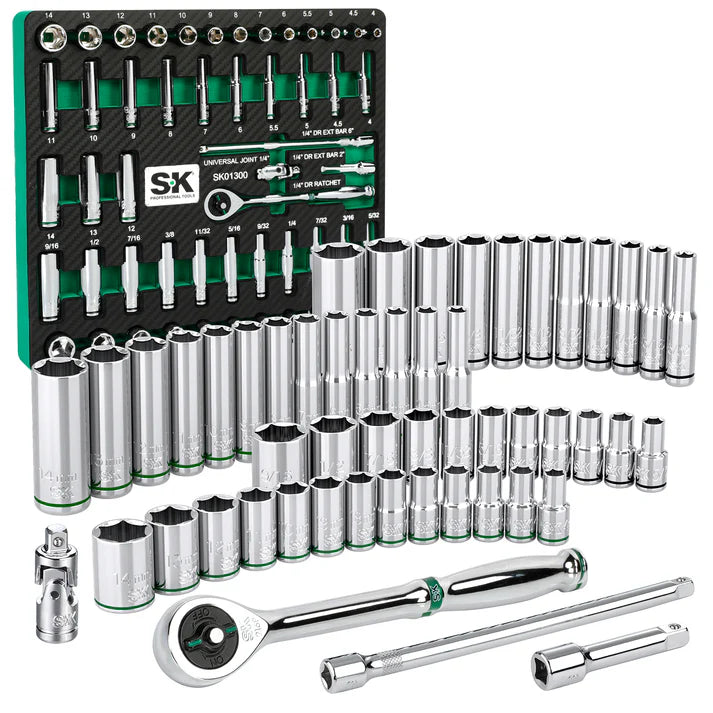 SK Tools SK01300-216P 52-Piece 1/4" Drive Chrome Socket Set