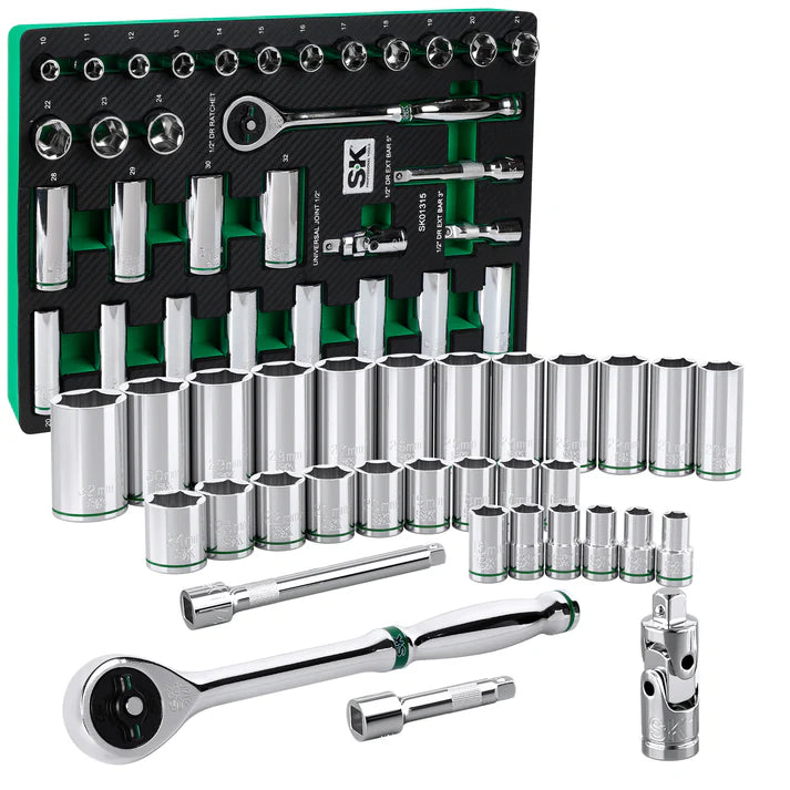SK Tools SK01315-216P 31-Piece 1/2" Drive Metric Chrome Socket Set