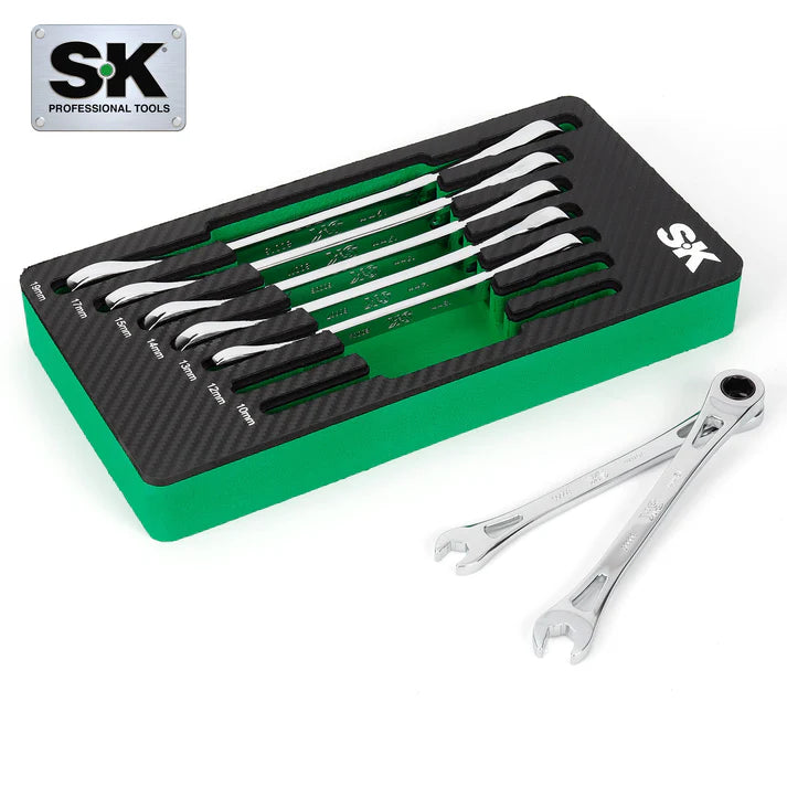 SK Tools SK01479A 7-Piece Metric X-Frame Ratcheting Wrench Set