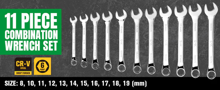 SK Tools SK01487A 11-Piece Metric Combination Wrench Set