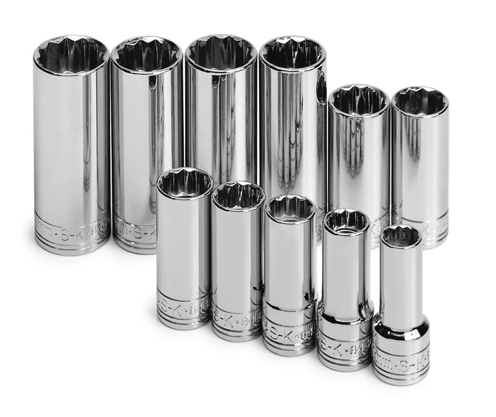 SK Tools 1871 11-Piece 3/8" Drive Deep 12 Point Metric Socket Set