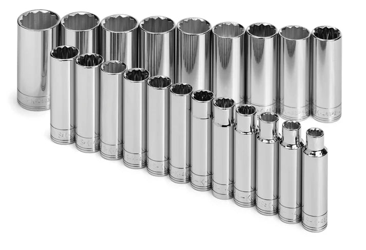 SK Tools 1951 21-Piece 1/2" Drive Deep 12 Point Metric Socket Set
