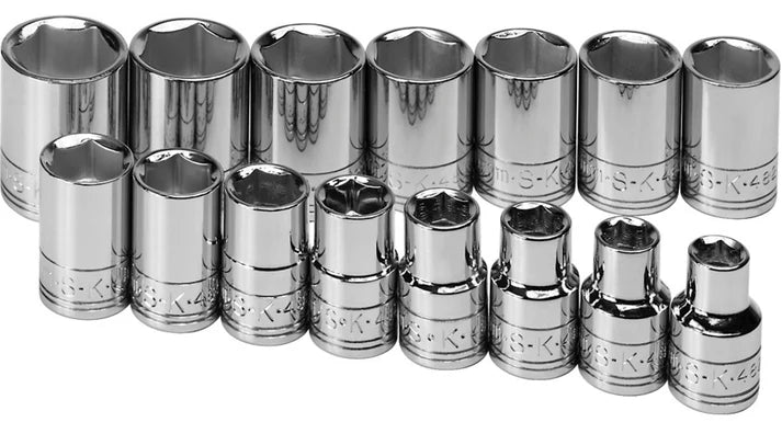 SK Tools 1955 15-Piece 1/2" Drive Metric Chrome Socket Set