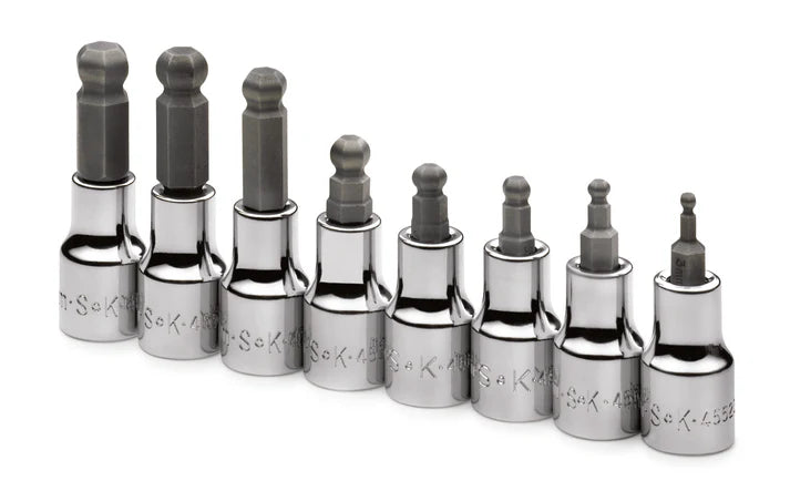 SK Tools 19752 8-Piece 3/8" Drive Long Ball Hex Bit Socket Set