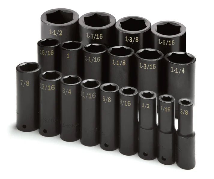 SK Tools 4049 19-Piece 1/2" Drive Deep SAE Impact Socket Set