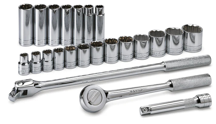 SK Tools 4123 23-Piece 1/2" Drive 12 Point SAE Chrome Socket Set