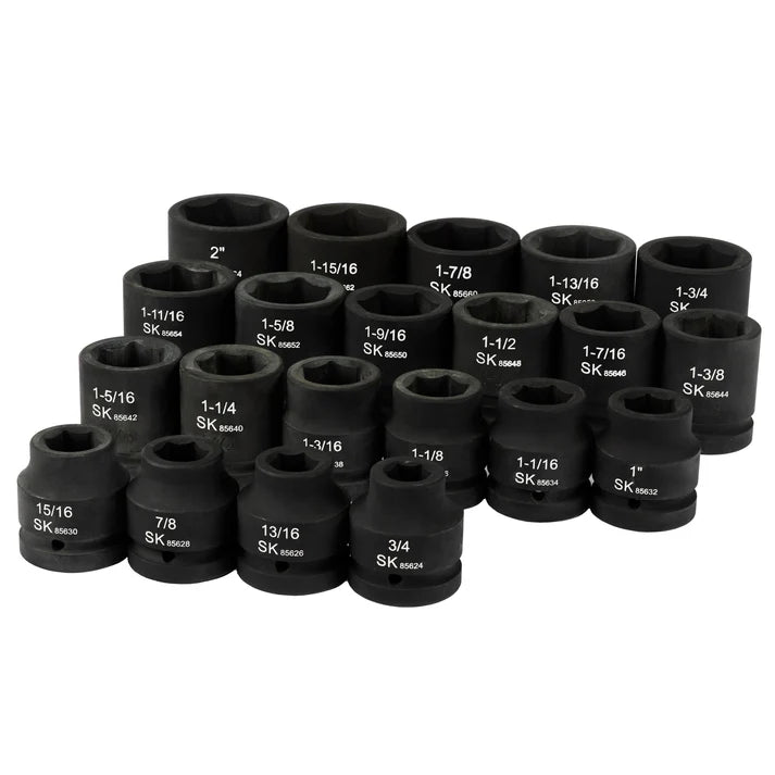 SK Tools 85621 21-Piece 1" Drive Standard 6 Point Impact Socket Set