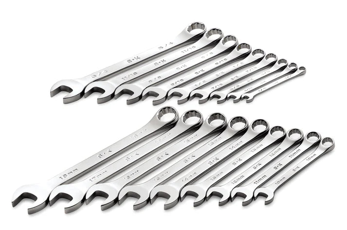 SK Tools 87018 18-Piece SAE & Metric Combination Wrench Set