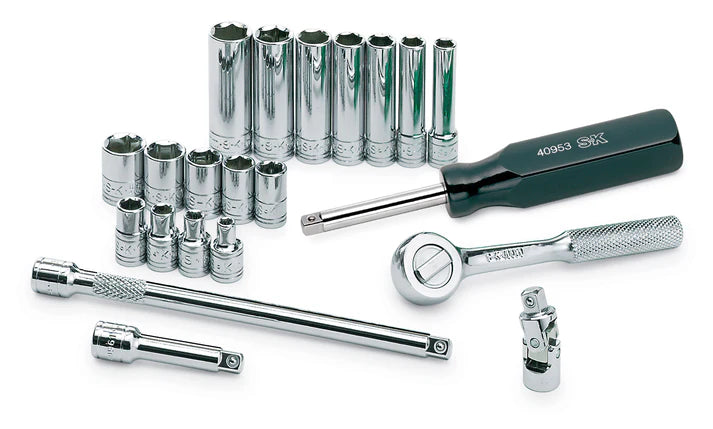 SK Tools 89009 21-Piece 1/4" Drive 6 Point Metric Chrome Socket Set
