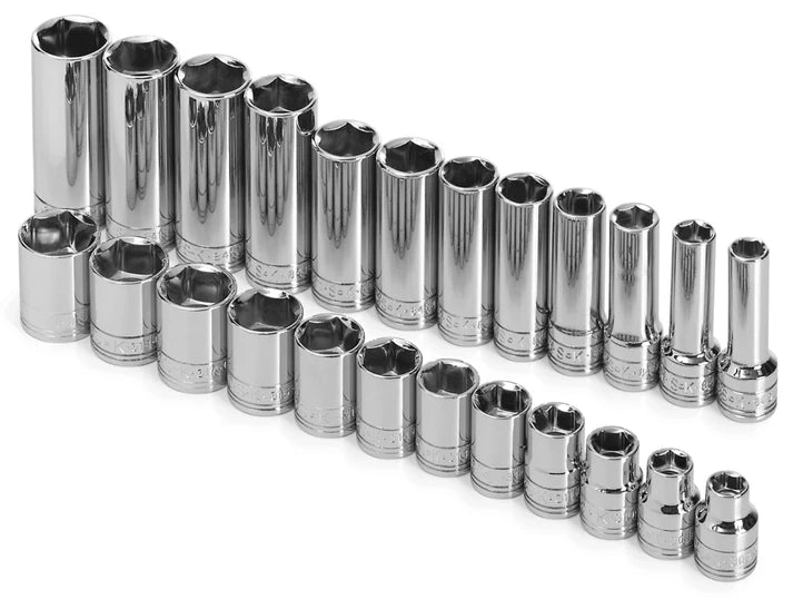 SK Tools 89024 24-Piece 3/8" Drive Standard Chrome Socket Set