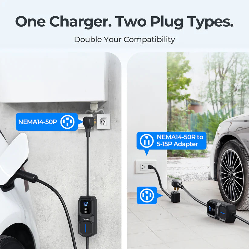 TOPDON ACPORT32N650 PulseQ AC Portable 32A NEMA 6-50 Plug EV Charger