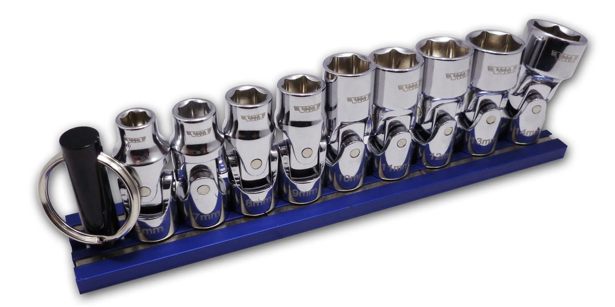 VIM Tools VUM400 9-Piece 1/4" Drive Universal Metric Socket Set, 6-14mm