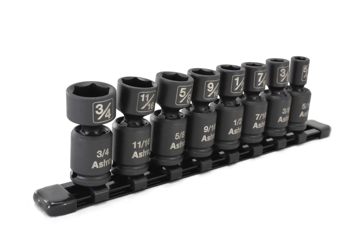 Astro Pneumatic 78340 8-Piece 3/8" Drive Nano Pinless Universal Impact Sockets