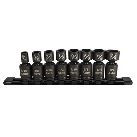 Astro Pneumatic 78340 8-Piece 3/8" Drive Nano Pinless Universal Impact Sockets