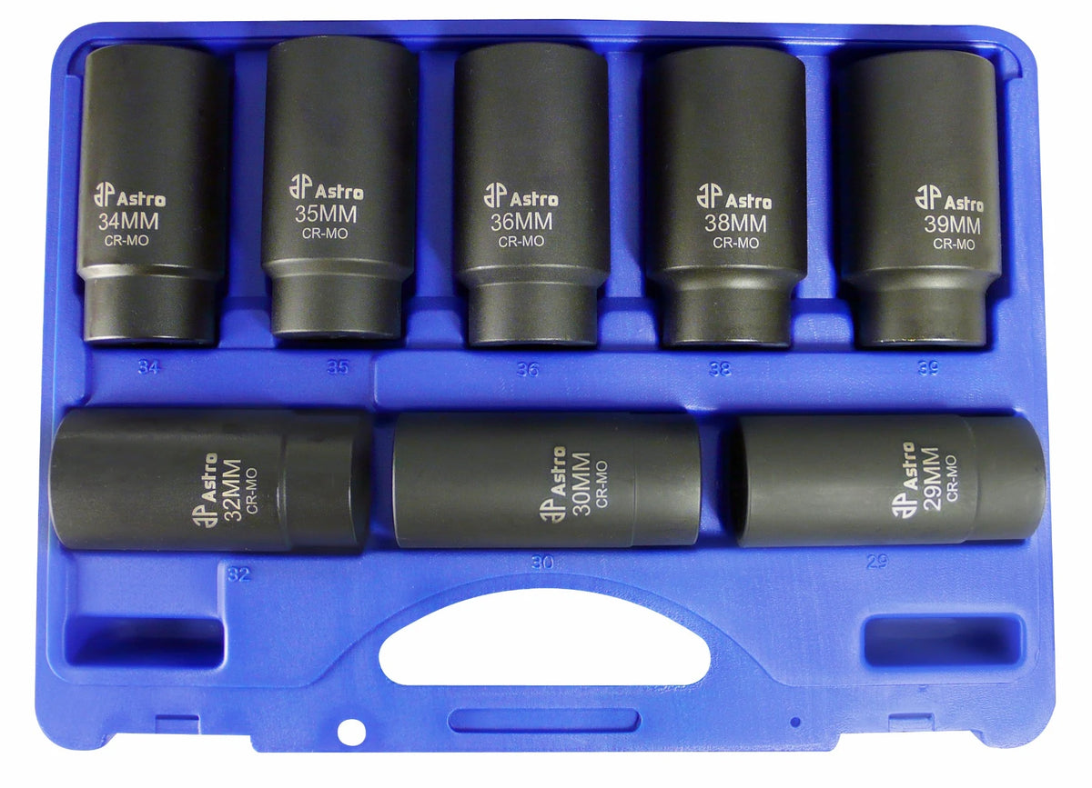 Astro Pneumatic 78868 8-Piece 12-Point Axle Nut Socket Set