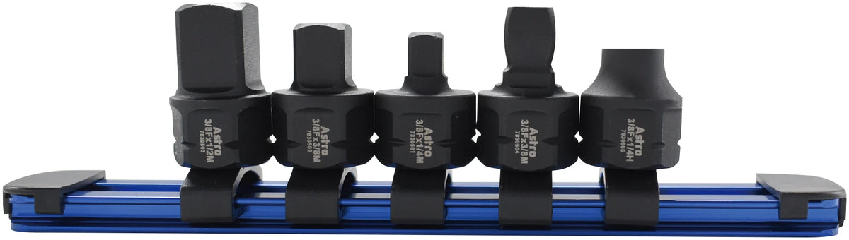 Astro Pneumatic 78305 5-Piece 3/8" Nano Drive Size Adapter Set