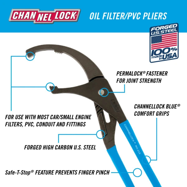 CHANNELLOCK 215 15.5" Oil Filter/PVC Pliers