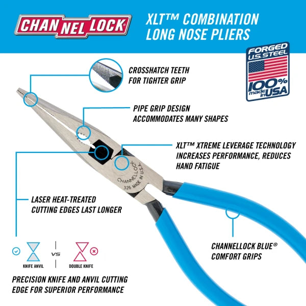 CHANNELLOCK 326 6" Long Nose Pliers