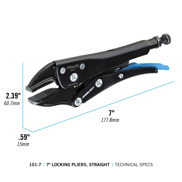 CHANNELLOCK 101-7 7" Locking Pliers, Straight