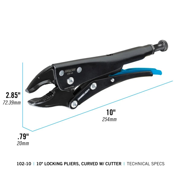 CHANNELLOCK 102-10 10" Locking Pliers, Curved Jaw